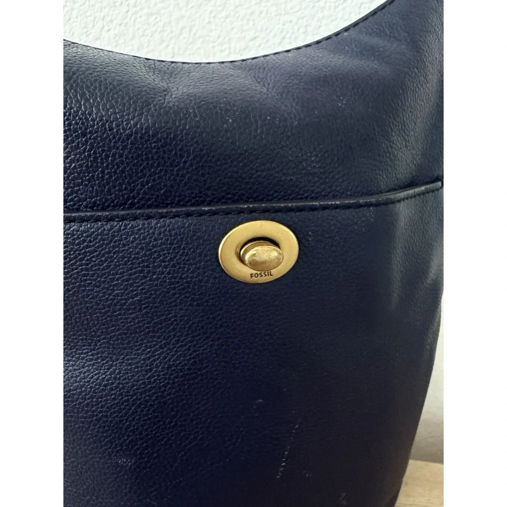 Fossil Talulla Hobo Shoulder Bag Navy Blue Leather
